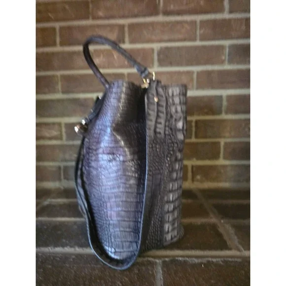 Brahmin Large Amelia Gray Melbourne Leather Bucket Bag - Picture 2 of 9